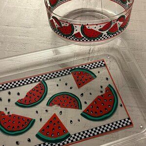 Retro red and green watermelon dinnerware set